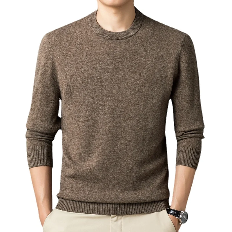 Men Winter Woollen Sweaters New Male Casual Cashmere O-neck Pullovers High Quality Man 100% Woollen Pullover Sweaters Size 4XL