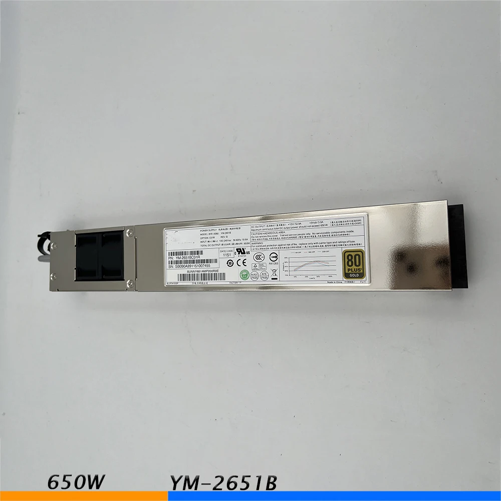 

YM-2651B 650W Redundant Power Supply Module C200M1 C210M1 Server Power Supply Before Shipment Perfect Test