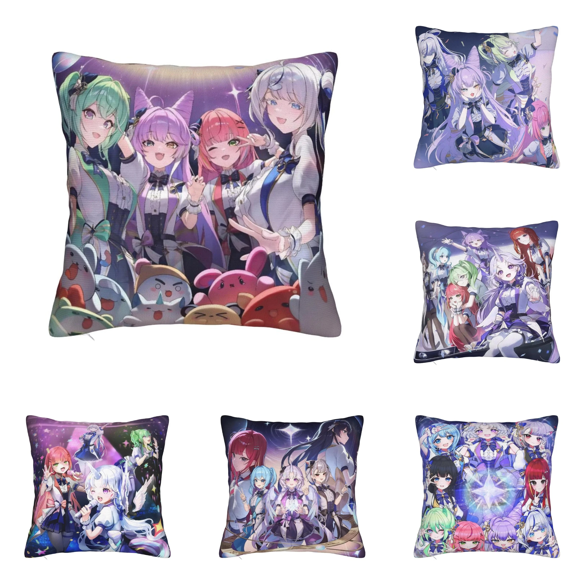 StelLive Korean Virtual YouTuber Square Pillow Case  Cushion Covers Funny Polyester Decorative Pillowcase for Sofa 45*45cm