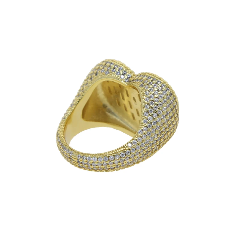 Wielkie serce w kształcie pierścieni pełna betonowa biała moda CZ Iced Out Bling plac 5A Cubic cyrkon moda kochanka biżuteria dla kobiet mężczyzn — zdjęcie 7