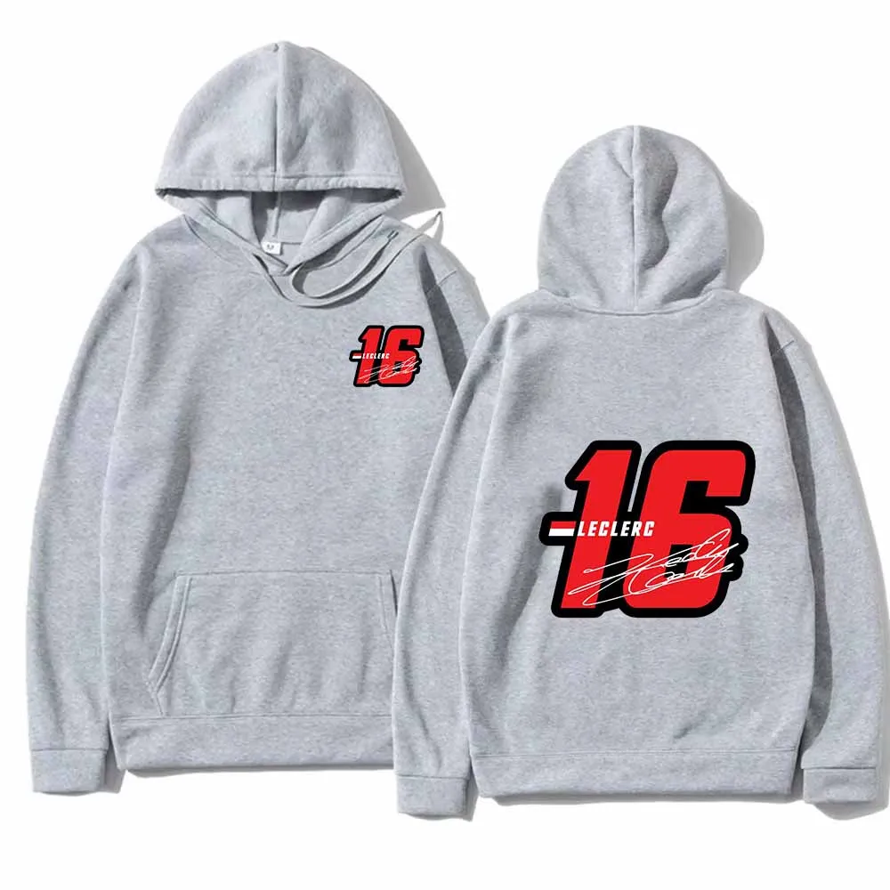 Fashion Hoodies Graphic Sweatshirts Loose Drawstring Number 16 Charles Leclerc Racer Printed Hooded Pullover Unisex Tops