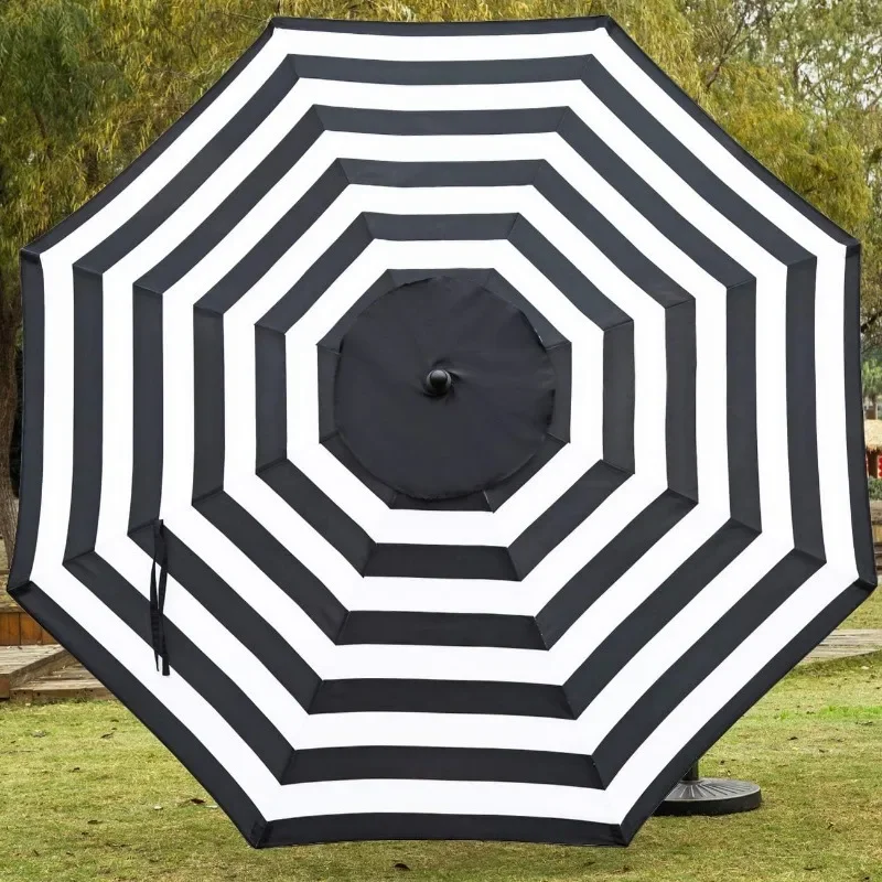 

9' Patio Umbrella Outdoor Table Umbrella with 8 Sturdy Ribs (Black and White)