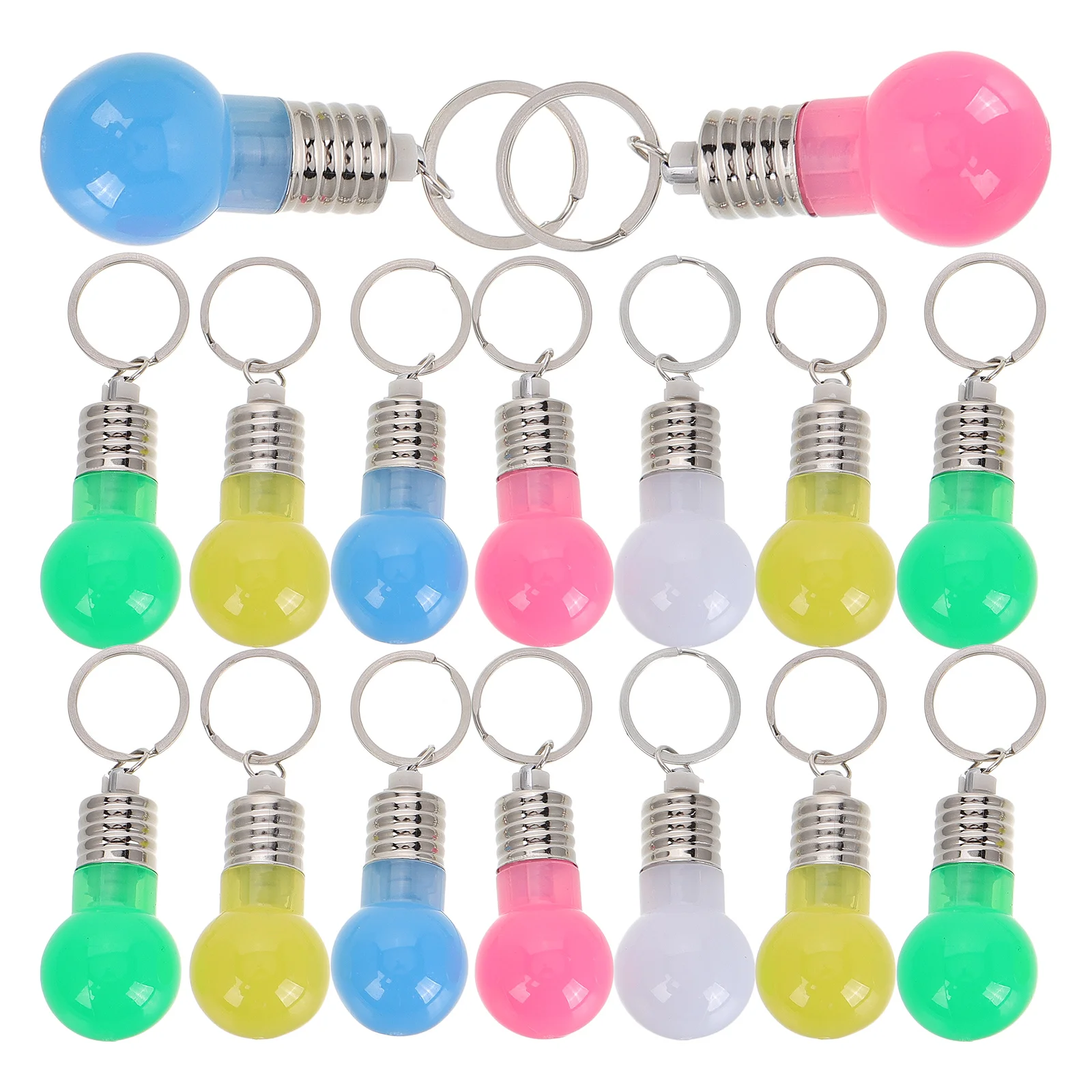 

21 Pcs Color Luminous Key Chain Attractive Keychain LED Bulb Rings Ornaments Mini Colorful Lamp Glass Keyring