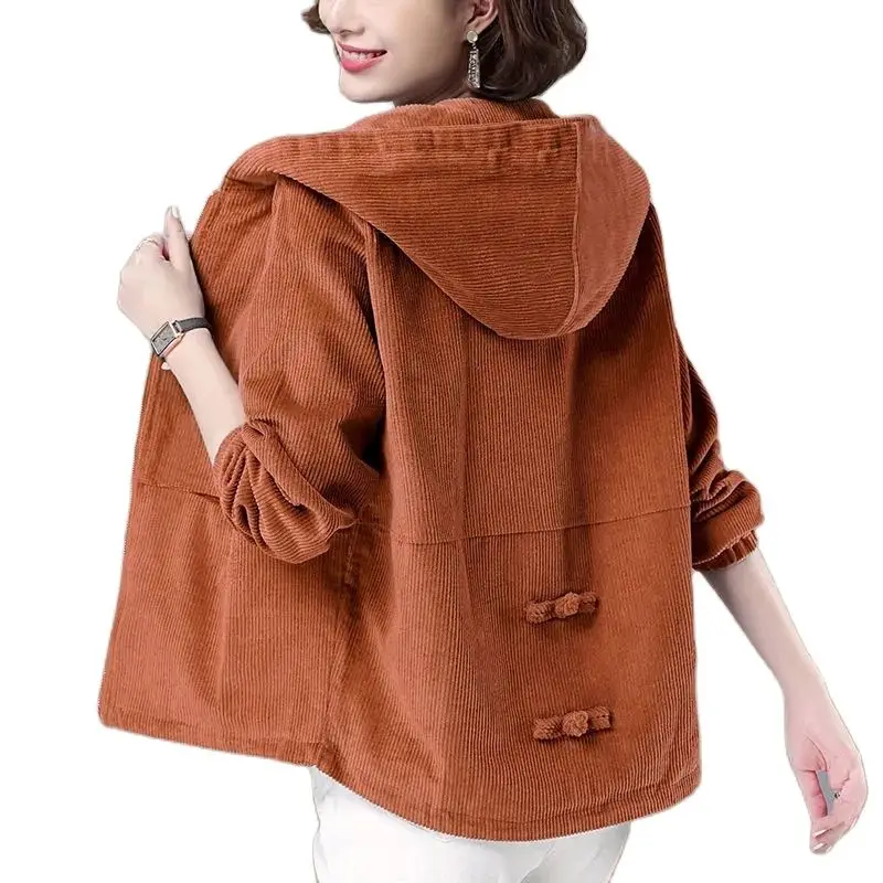 Corduroy Jacket Female Spring And Autumn 2023 New Korean Version Loose Western Style Short Coat Middle-Aged Mother Wear Top M245