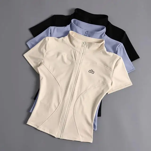 2026 Summer New Style Breathable Quick-Drying Zippered Short Sleeve Suitable for Women for Outdoor Sports, Fitness and Yoga