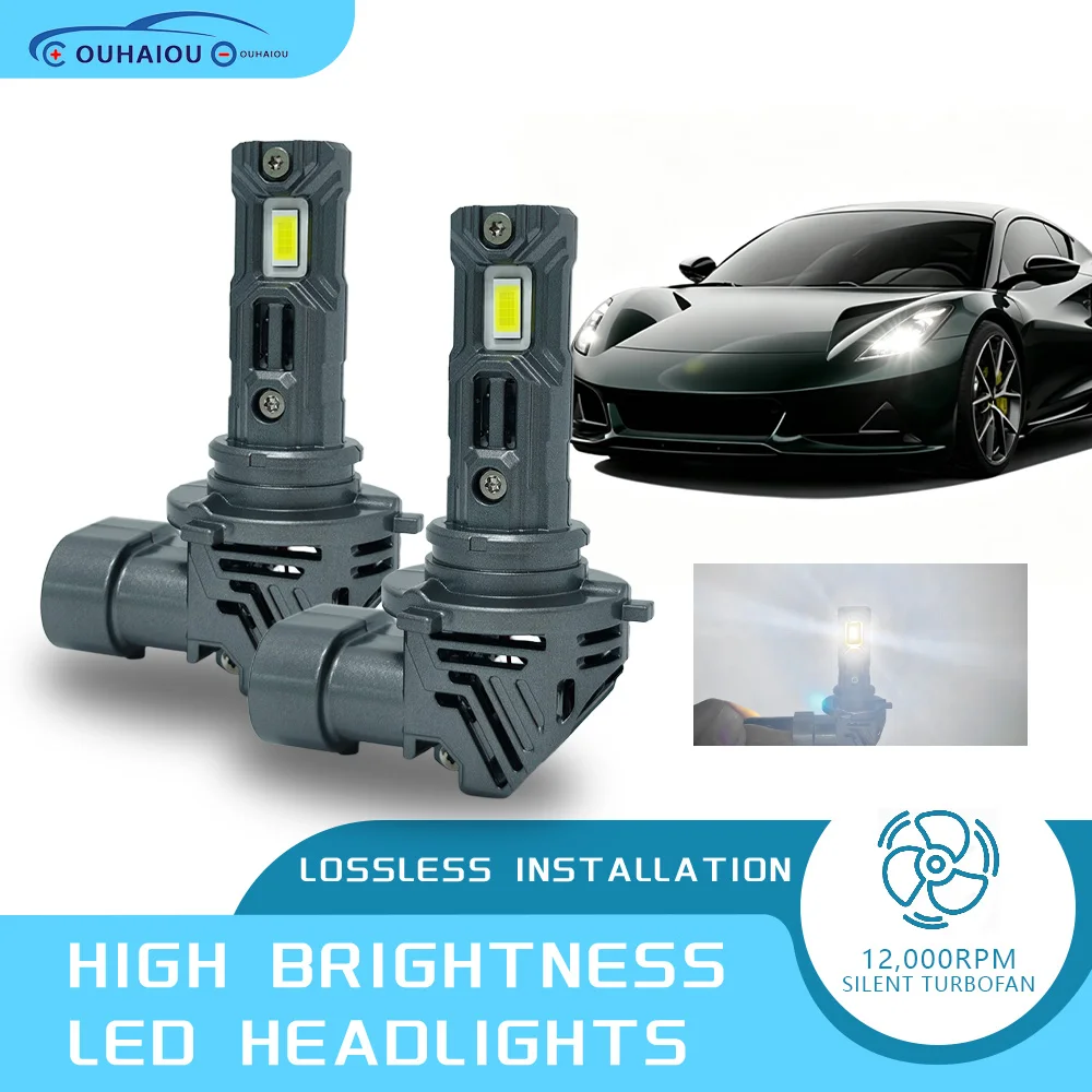 OUHAIOU New 9005 LED Head Lamp Turbo Cooling Fan High Lumen 6000K Pure White Car Auto Headlight Mod Replacement