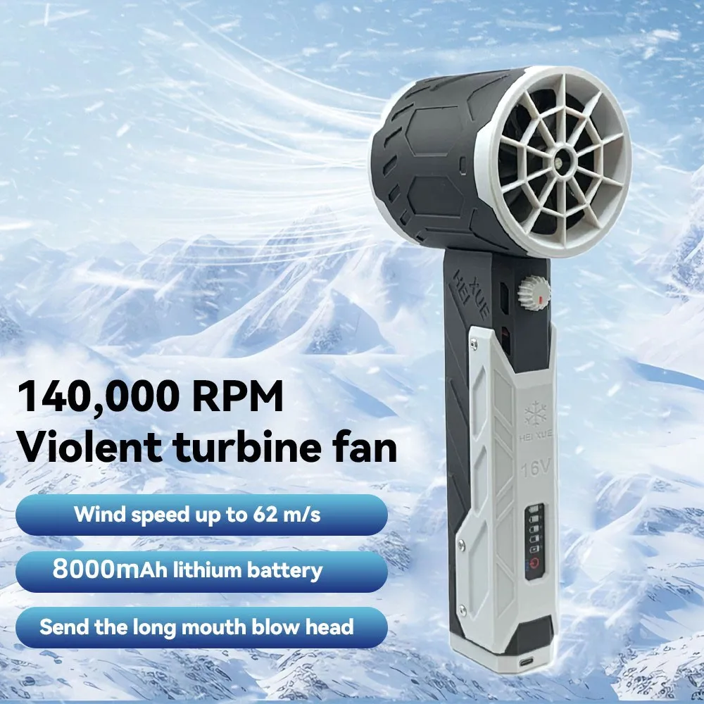 Car Violent Air Blower Powerful Handheld Turbo Jet Fan With LED Lighting 64MM Brushless Motor High-Speed 8000MAH 1400G