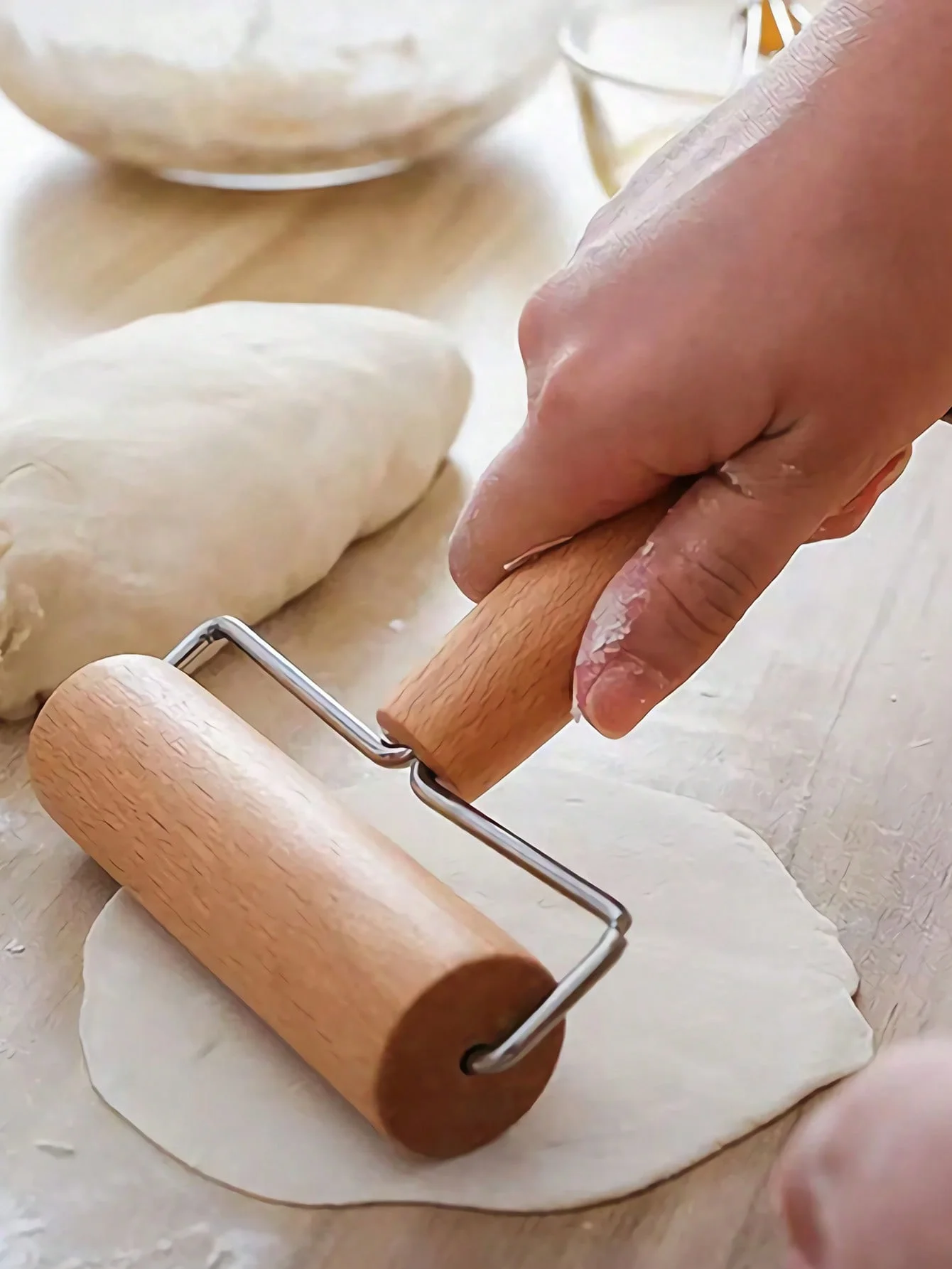 Beech Wood Rolling Pin - Double Ended Rolling Pin for Baking, Non-Stick Dough Bread Biscuits, Pizza, Pastry, Baking Cooking Tool