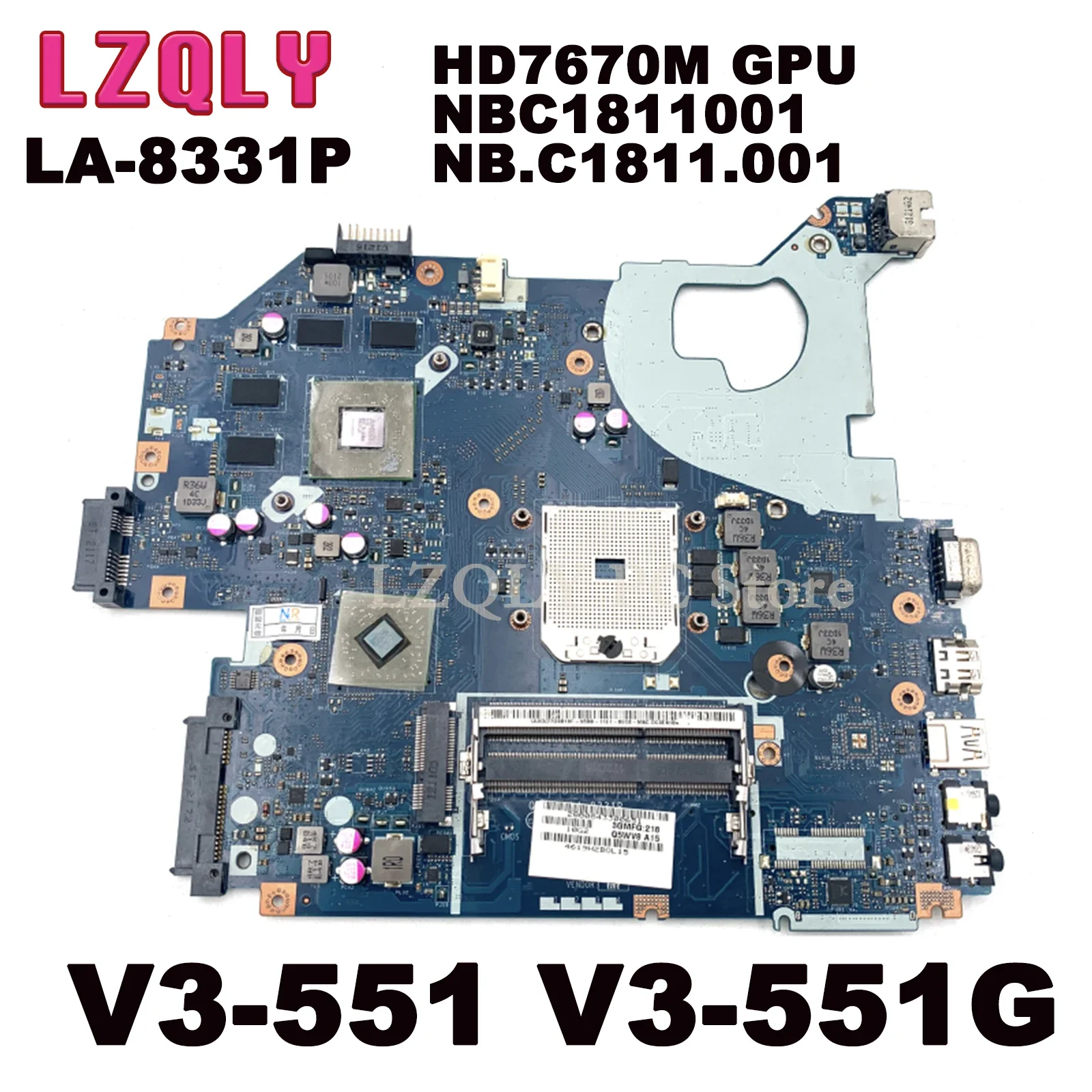 LZQLY For Acer Aspire V3-551 V3-551g Q5WV8 LA-8331P Laptop Motherboard Main Board HD7670M GPU NBC1811001 NB.C1811.001