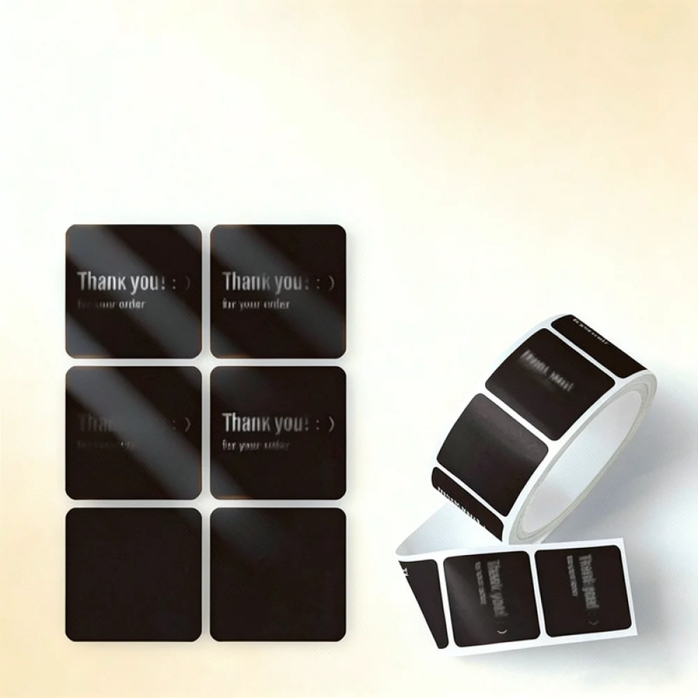 Round Thank You Stickers For Packaging Envelopes Decorative Adhesive Decals For Wedding Party Craft Box Labels Black White Style