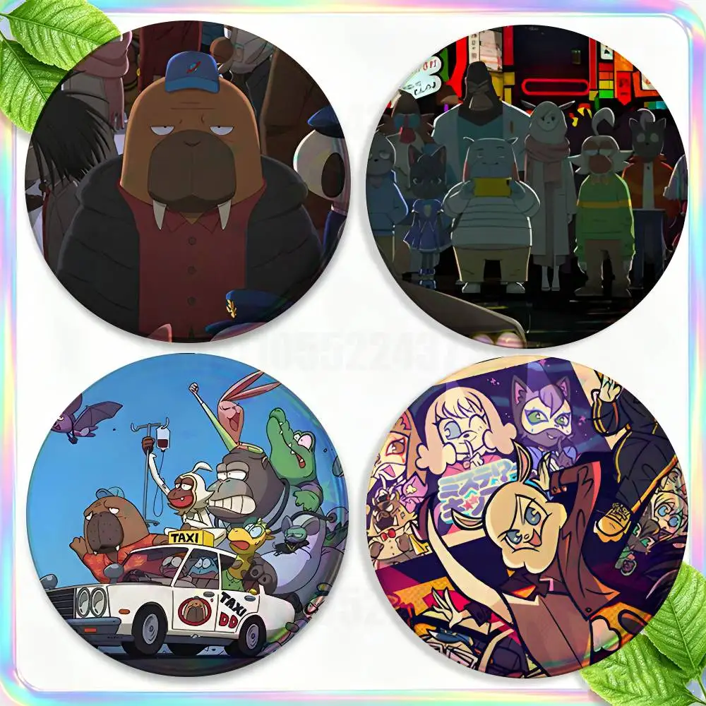 

Fantasy O-Odd Taxii Cartoon Brooches for Backpack Accessories 25,32,44,58,75mm Round Enamel Pins 2-piece set Cartoon Anime Badge