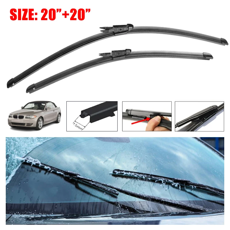 

Car Wiper Blade For BMW 1 Series E81 E82 E87 E88 2004-2011 2005 2006 Front Windscreen Windshield Wipers Sticker Auto Accessories