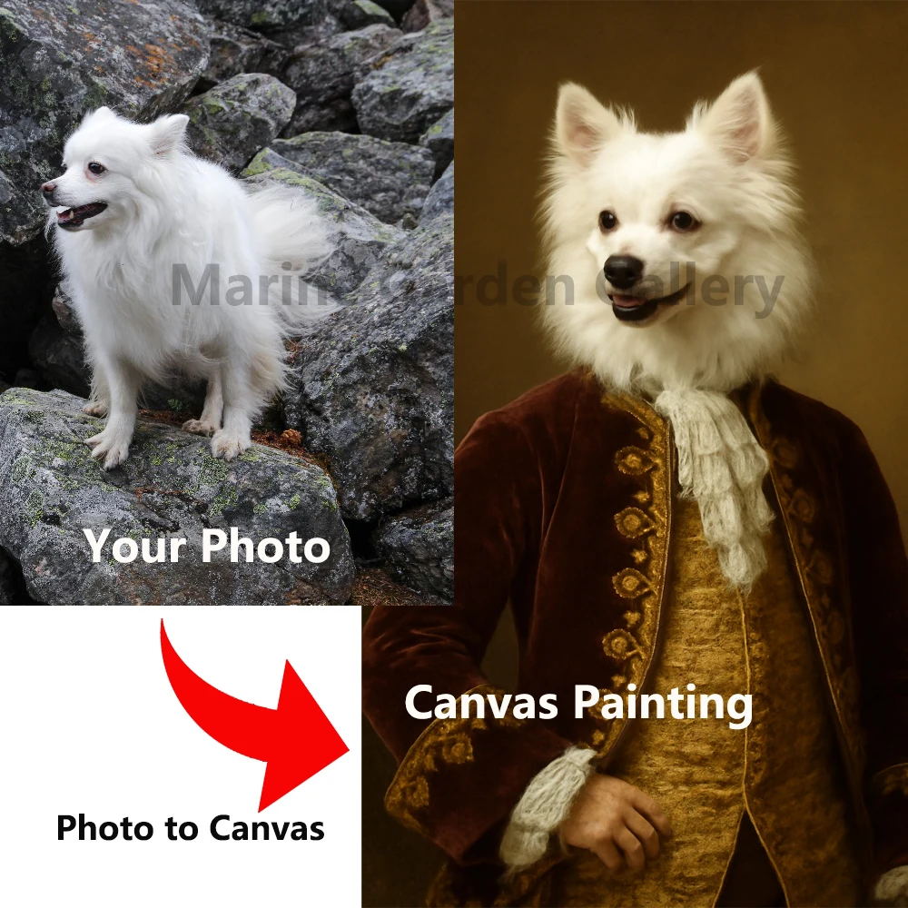 Custom Dog Oil Painting from Photo Hand Painted Canvas Art Admiral Classical Dogs Portrait for Office Decor Personalized Gift