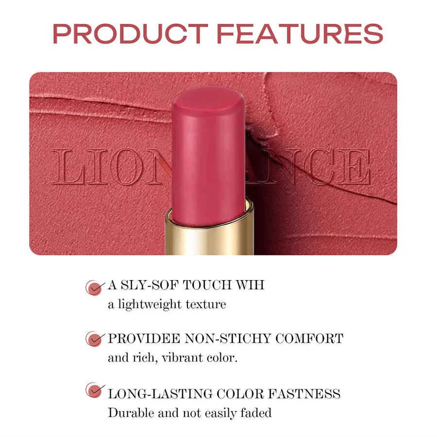 أحمر شفاه LIONDANCE مخملي غير لامع عاري ناعم داكن اللون عالي المصطبغة يدوم طويلاً مقاوم للماء بلسم شفاه للنساء هدية للفتيات