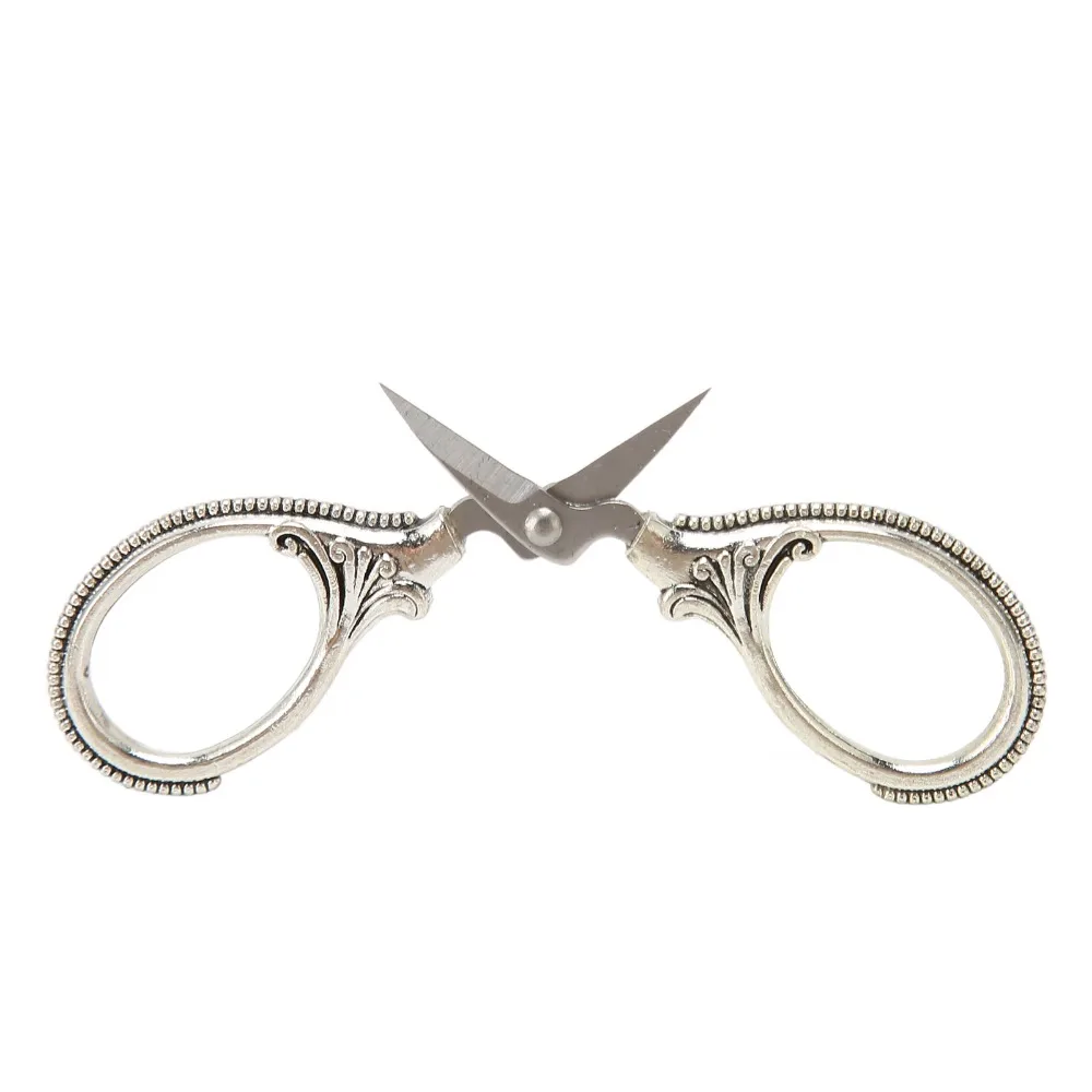 قليلا الفولاذ المقاوم للصدأ مقص التطريز العتيقة الفضة العتيقة النحاس الخياطة مقص عبر غرزة مقص قطع الورق #2