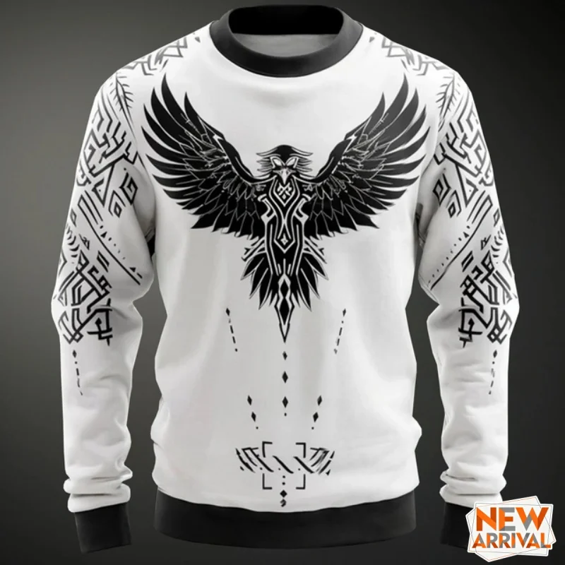 3D Printed Dragon Phoenix Sweatshirt For Men Eagle Wolf Pattern Pullover Casual Loose O-Neck Long Sleeve Hoodies Unisex Tops