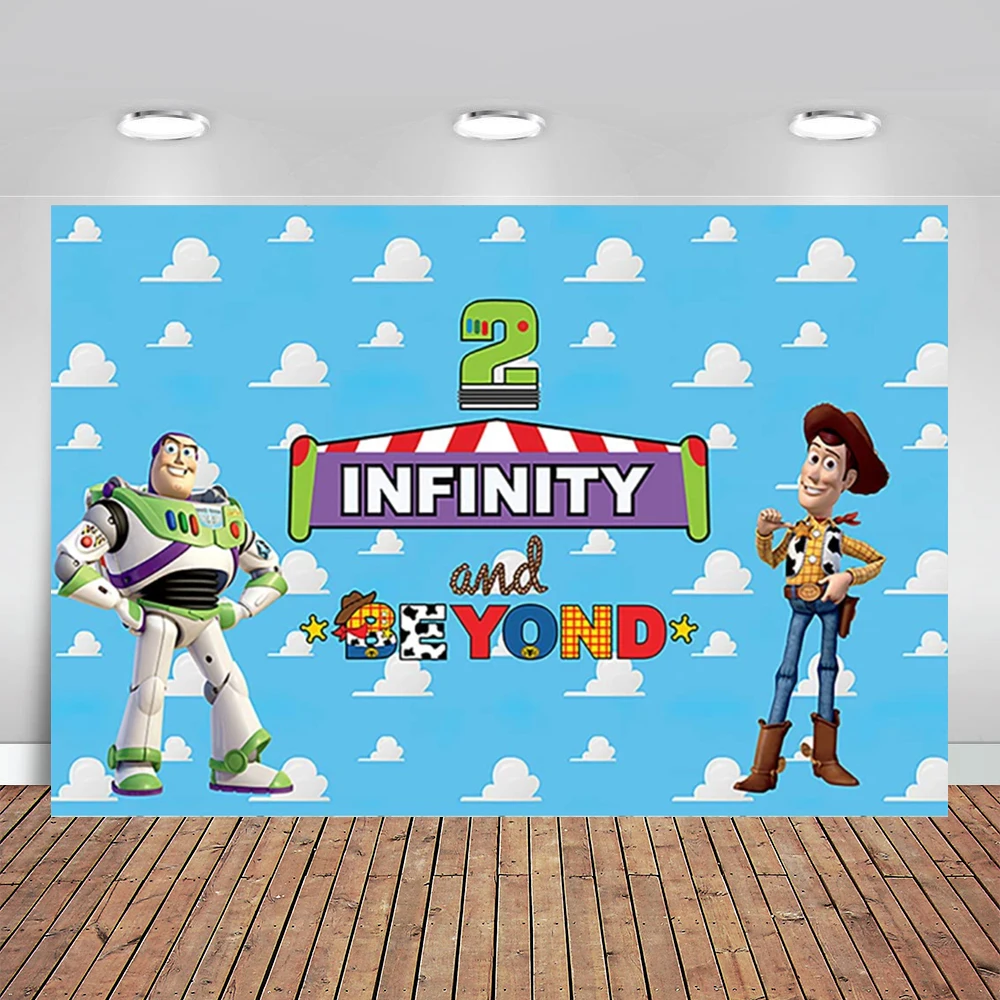 Two Infinity and Beyond Backdrop for Birthday Party Supplies Toy Story Theme Baby Shower Banner for Birthday Party Cake Table