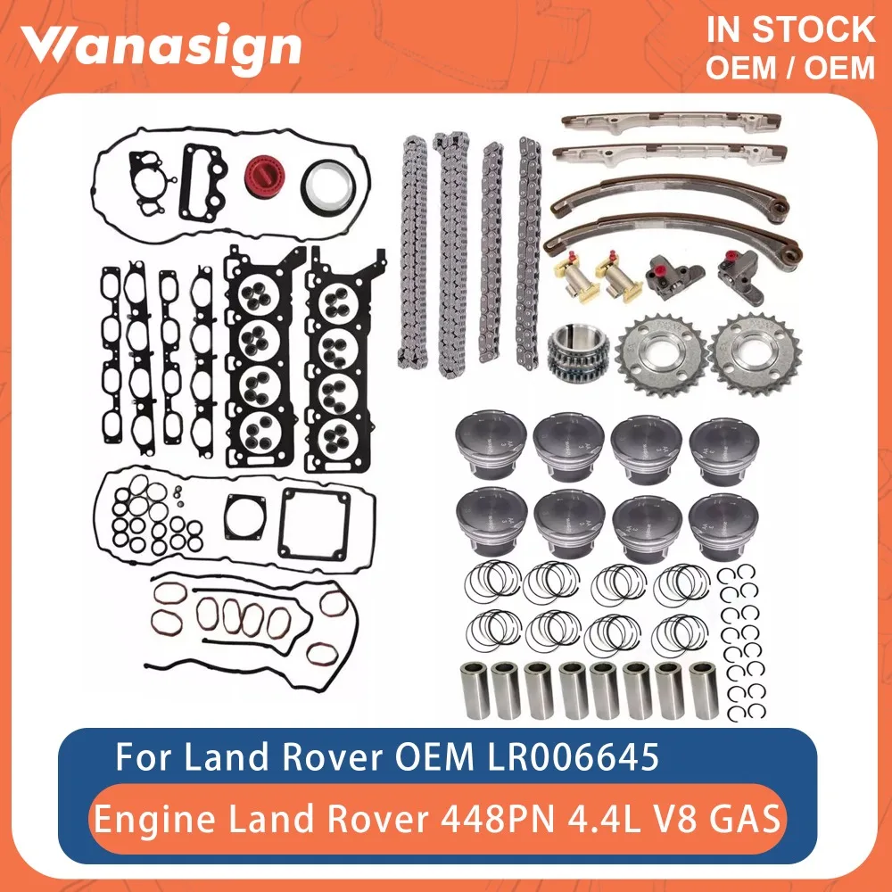 

Engine Head Gasket Set Timing Chain Kit & Piston Set Fit 4.4 L For Land Rover Range Rover LR3 448PN 4.4L V8 GAS 03-09 LR006645