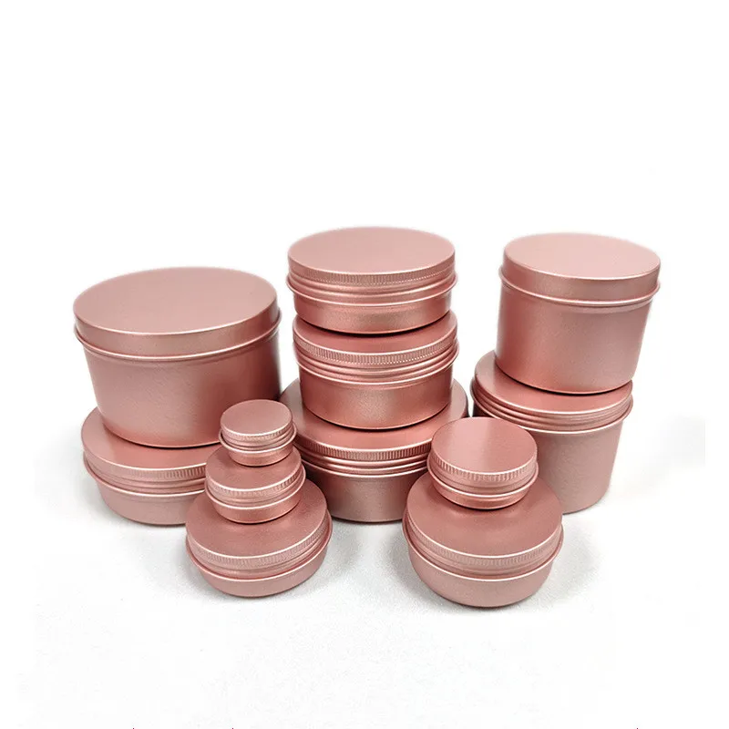 

5g-150g Round Aluminum Box Metal Tin Cans DIY Matte Pink Cosmetic Cream Refillable Empty Jar Tea Aluminum Pot