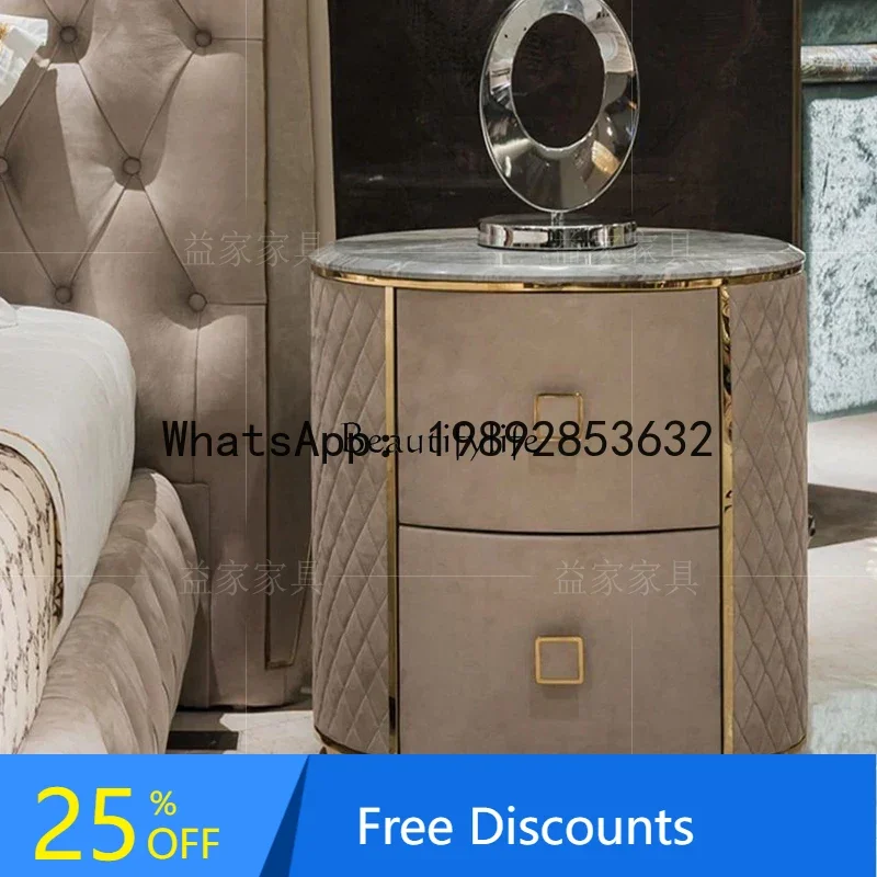 

HH 01LItalian light luxury oval bedside table marble bedside table