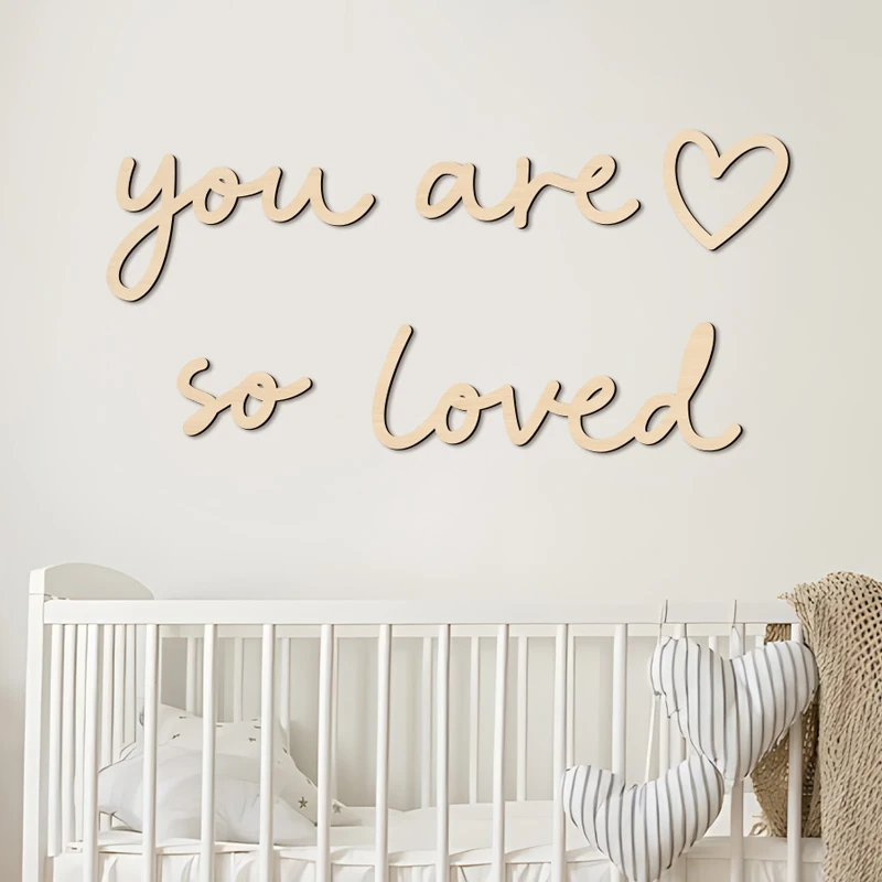 Charming 'You Are So Loved' Wooden Wall Sticker Detachable Reusable Wall Art You Are So Loved Wood Phrase for Home Room Decor