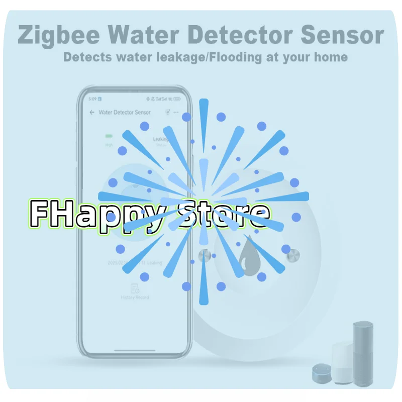 

[MA]Smart Water Leak Sensor Tuya ZigBee 3.0 Flood Leakage Sensor Alarm APP Remote Monitoring Flood Overflow For Kitchen Bathroom