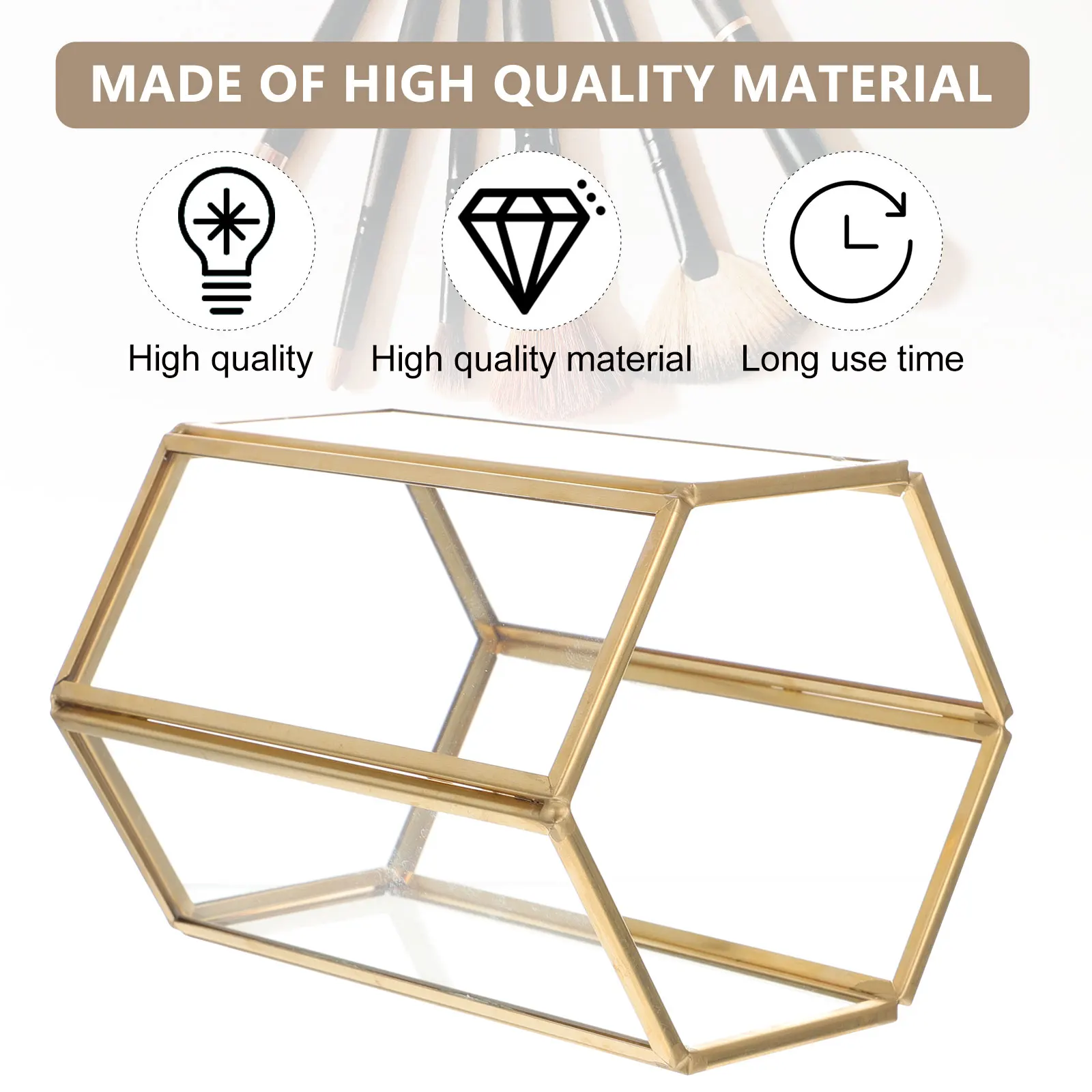 

Eyebrow Brush Storage Box Large Capacity Thickened Material Alloy Glass Makeup Brush Holder Cup Desktop Organizer for Travel