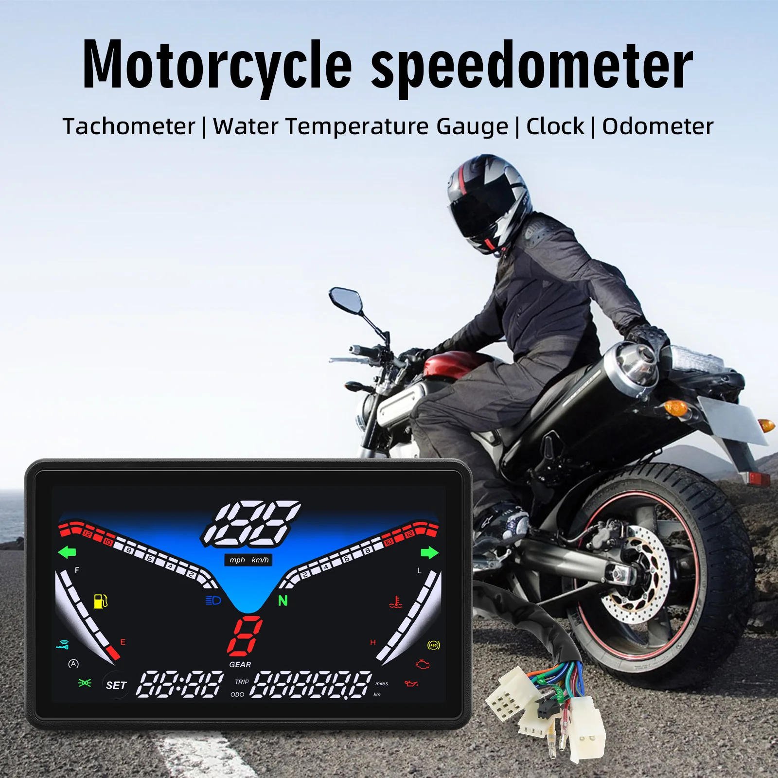 5-inch Large Screen LED Motorcycle Speedometer Otorcycle Electronic Dashboard Led Digital Speedometer Moto Odometer with Sensors