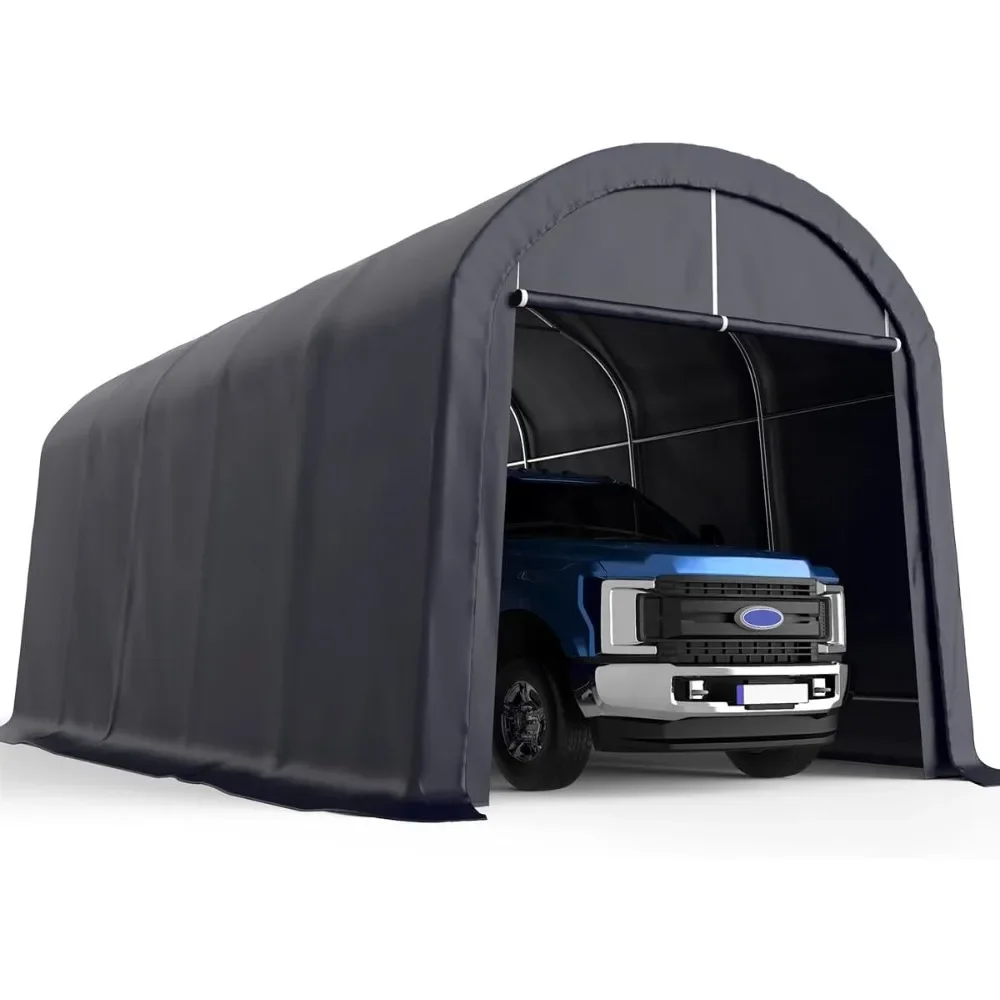 Carport 12' x 20' Oval Pipe SUV, Full-Size Truck and Boat, Round Style Anti-Snow Car Canopy Outdoor Boat Shelter Reinforced