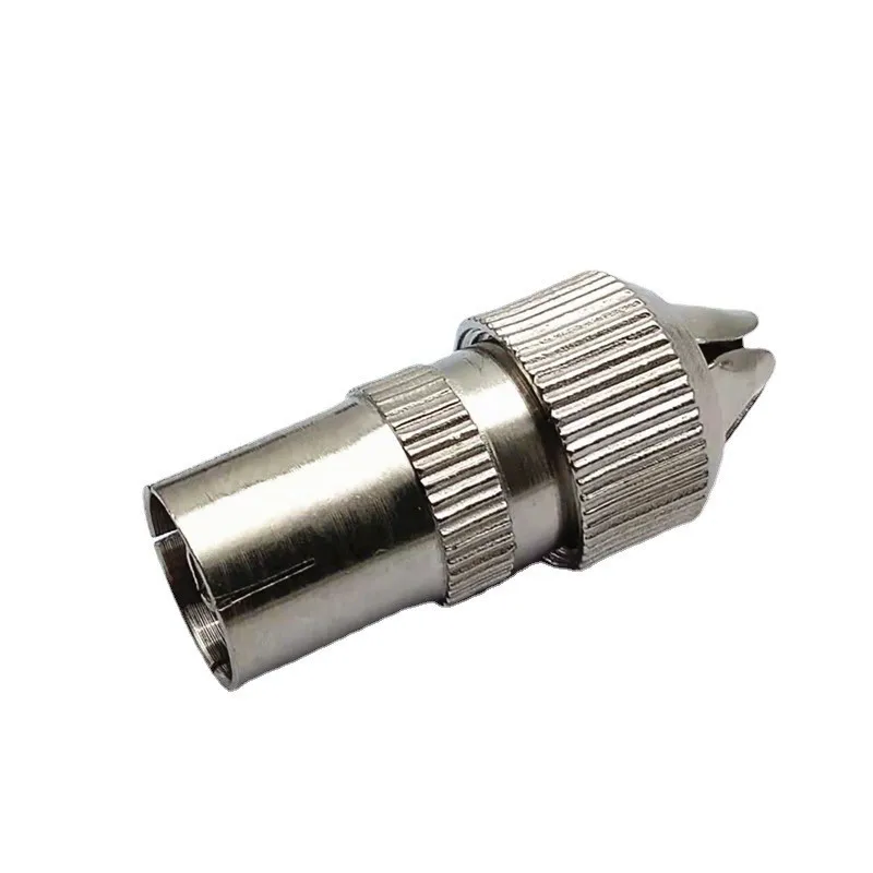 Nickel Plated Metal Antenna Tv Male Or Female Plug Cable TV Video Rf Cable Plug, Bamboo 9.5 RF Connector C3