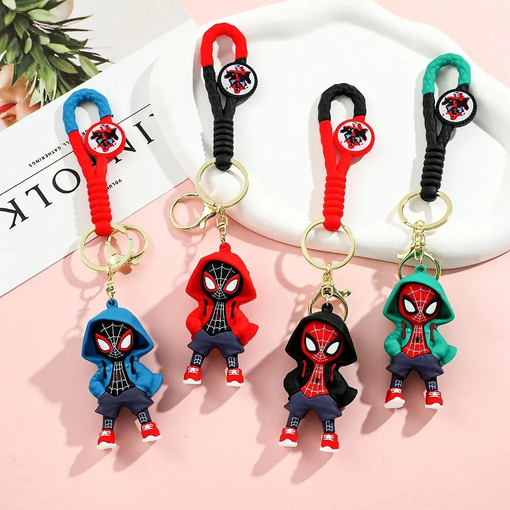 @Spiderman Silicone Keychains Marvel Superhero Pendant Keyrings Jewelry Disney Keyholder for Bag AccessoriesChristmas Gifts