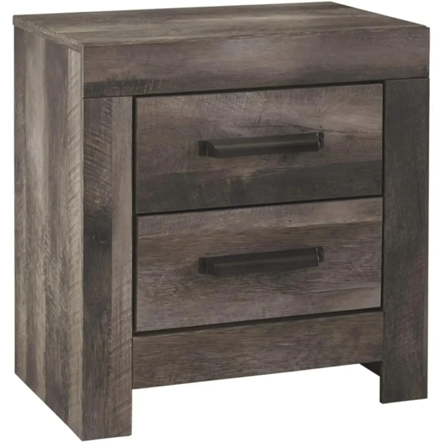 Signature Design by Ashley Wynnlow Rustic 2 Drawer Two Drawer Nightstand, Weathered Gray