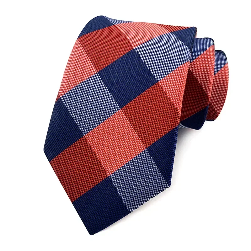 8cm Jacquard Woven Necktie for Men Classic Check Plaid Ties for Wedding Business Suit Gravatas Para Homens Accessories