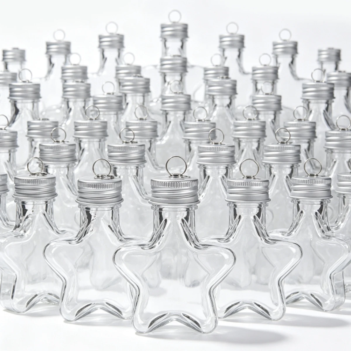 10Pcs 50ml Star Shaped Plastic Storage Bottles with Screw Lids, Clear Empty Jars for Wedding Table Decor, Holiday ZSY