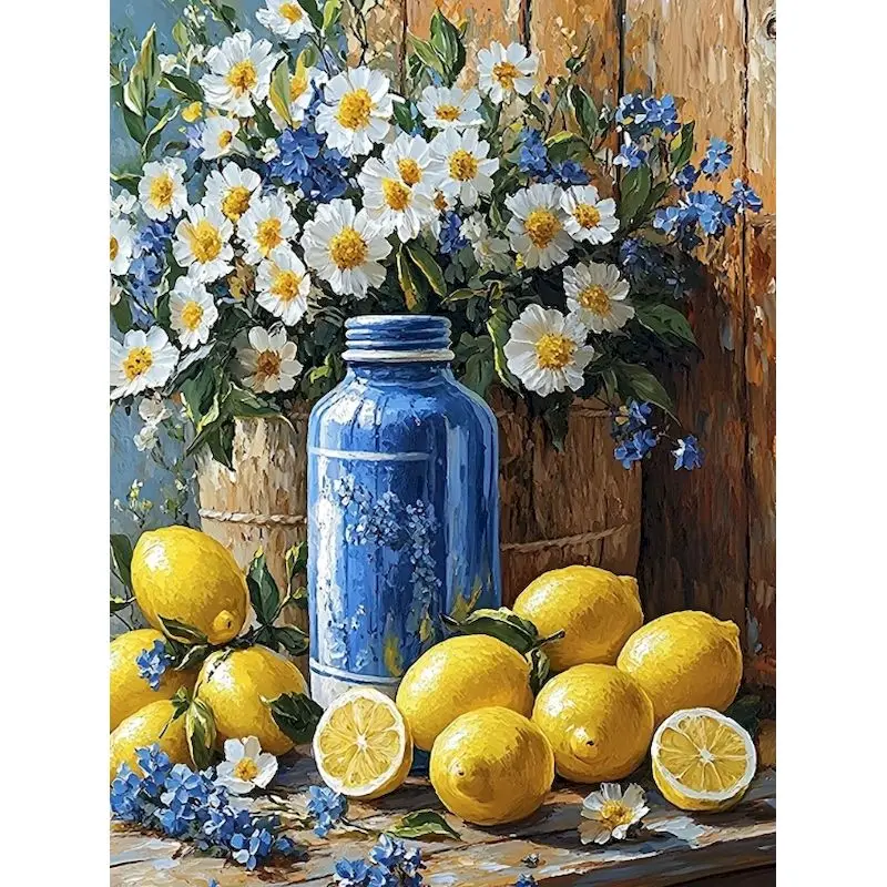 

GATYZTORY Modern Painting By Numbers Vase And Lemon For Adults Pictures Coloring Paint Kit Home Decors Simple Unique Gift