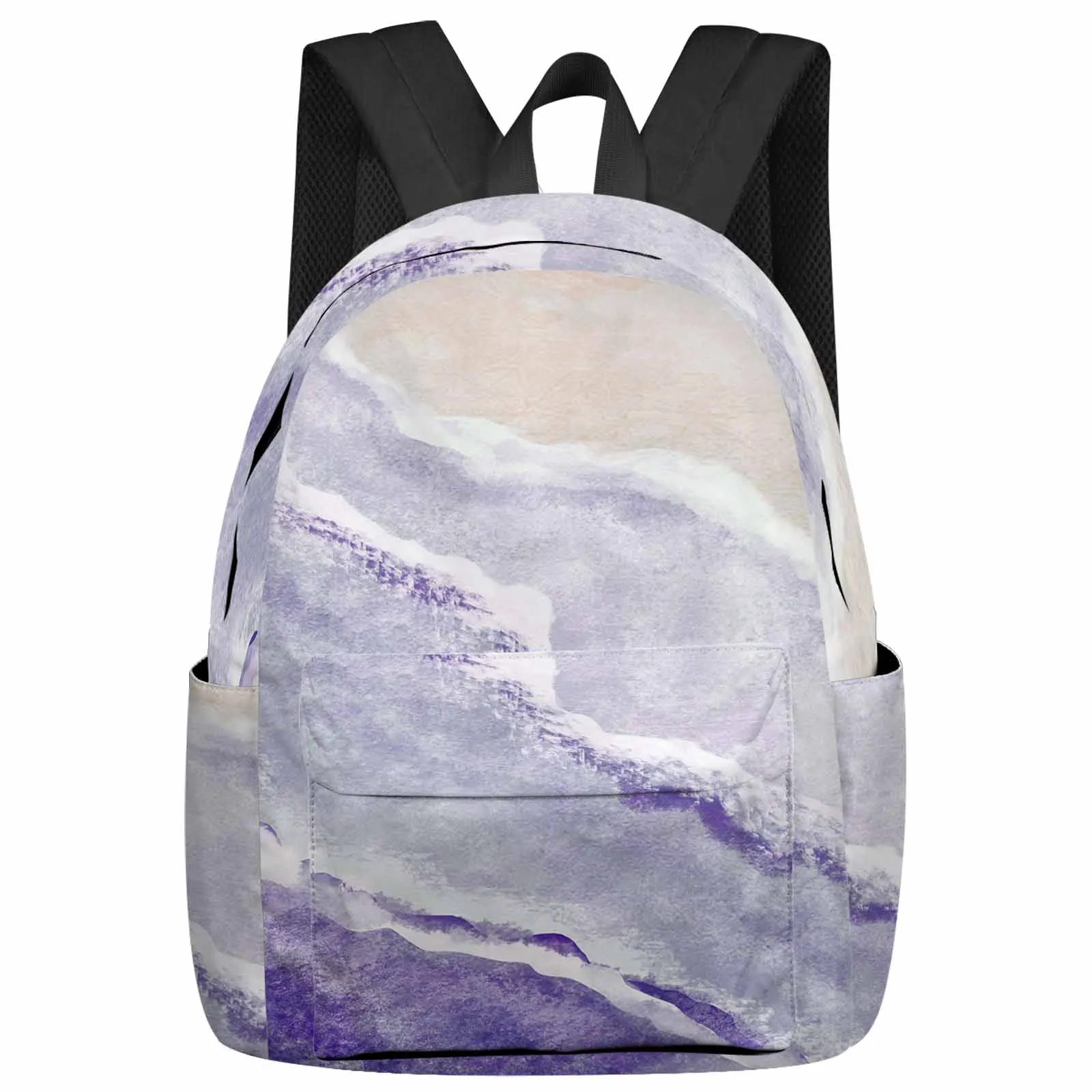 

Ocean Waves And Beach Gradient Purple Large Capacity Backpack Men Laptop Bags High School Teen College Girl Student Mochila