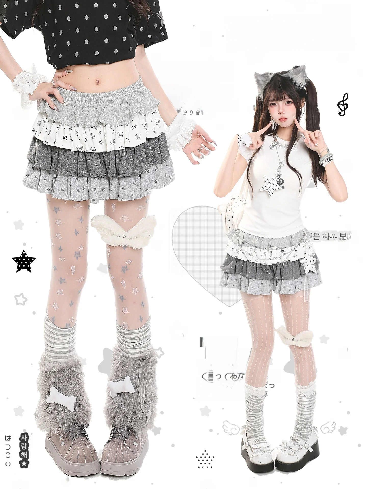 Girls Summer Design Sensation High Waist Puffy Skirt with  Knot Half-length Feminine Stylish Tulle Short Skirt