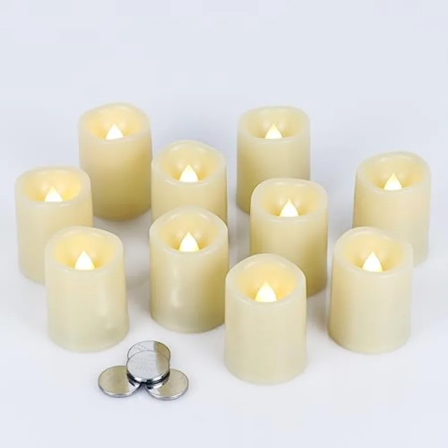 

Flameless Votive Candles with 6 Hour Timer, Battery Operated Ivory LED Flickering Small Pillar Tealight Candles Bulk 1.5" D x 2