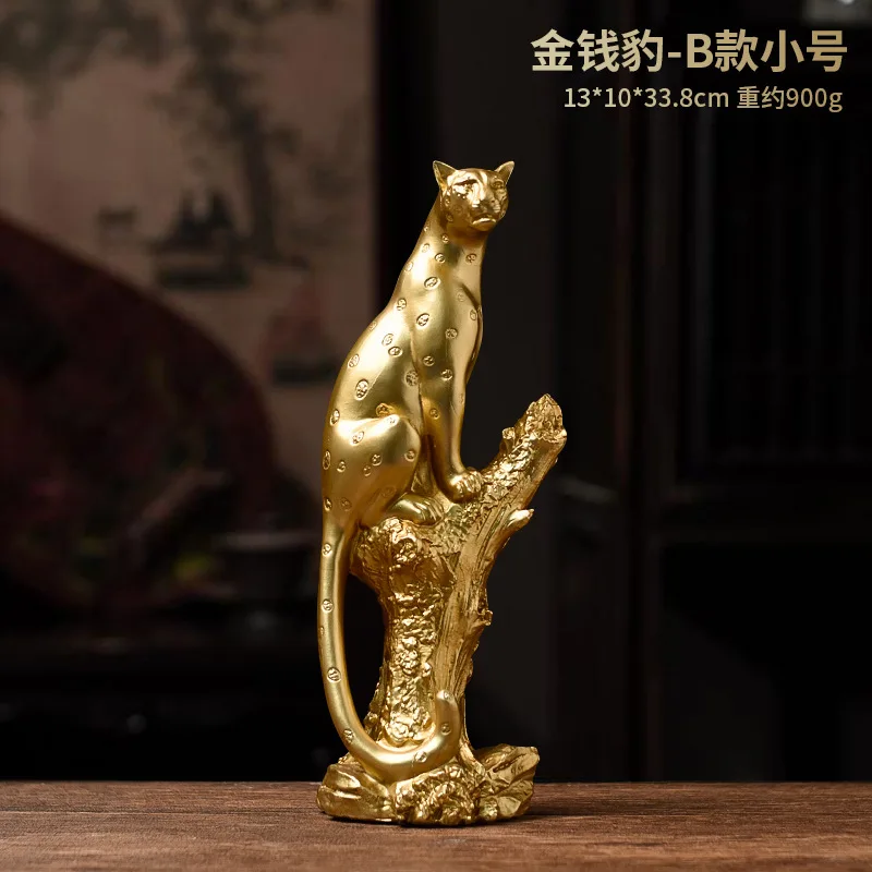 

golden leopard Statues Sculptures Animals Figurines Ornaments Resin Craft Feng Shui Home Office Decoration 2024 New