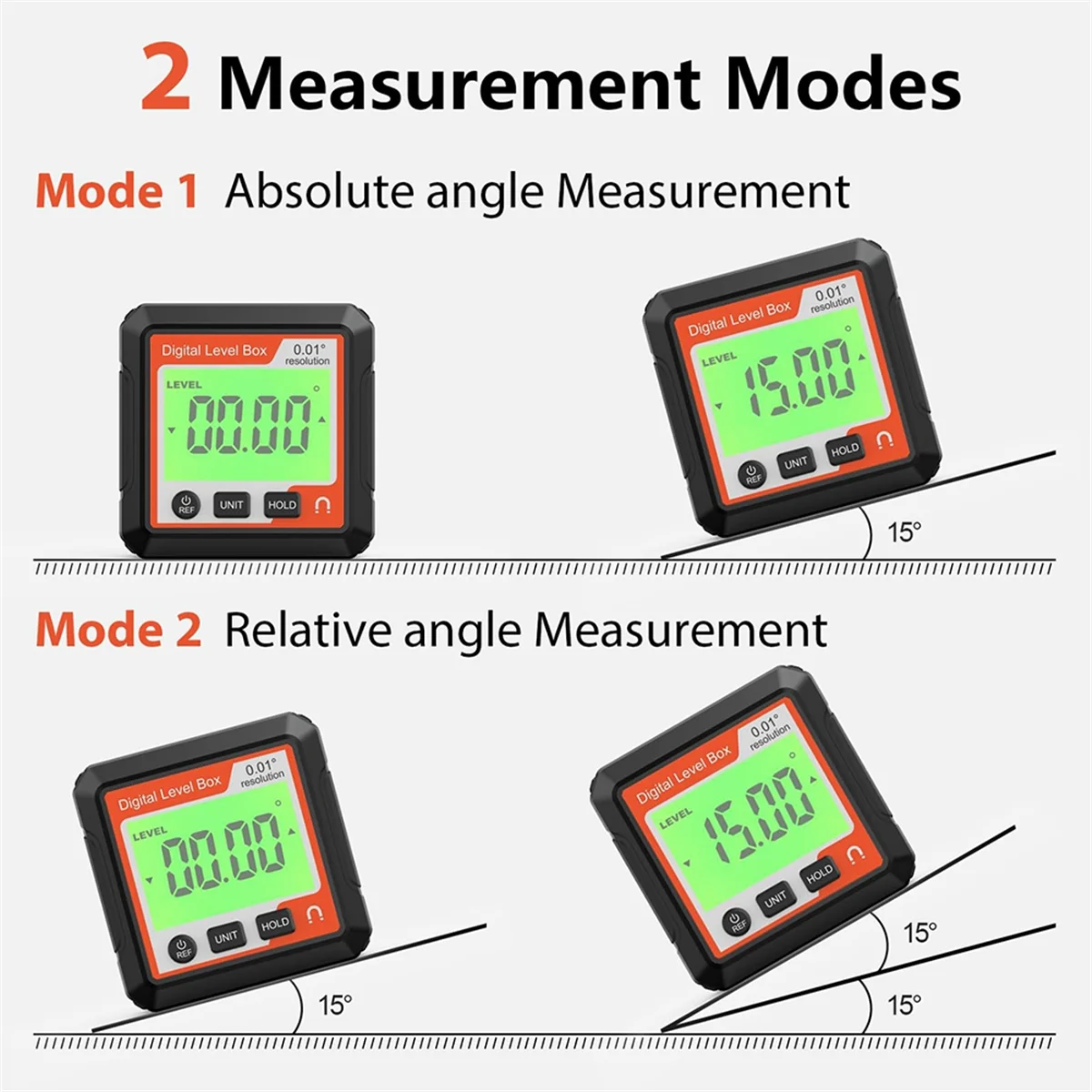 

ABNJ Digital Level Angle Gauge Meter Magnetic Electronic Level Angle Finder Tool Protractor Inclinometer Woodworking Tools,A