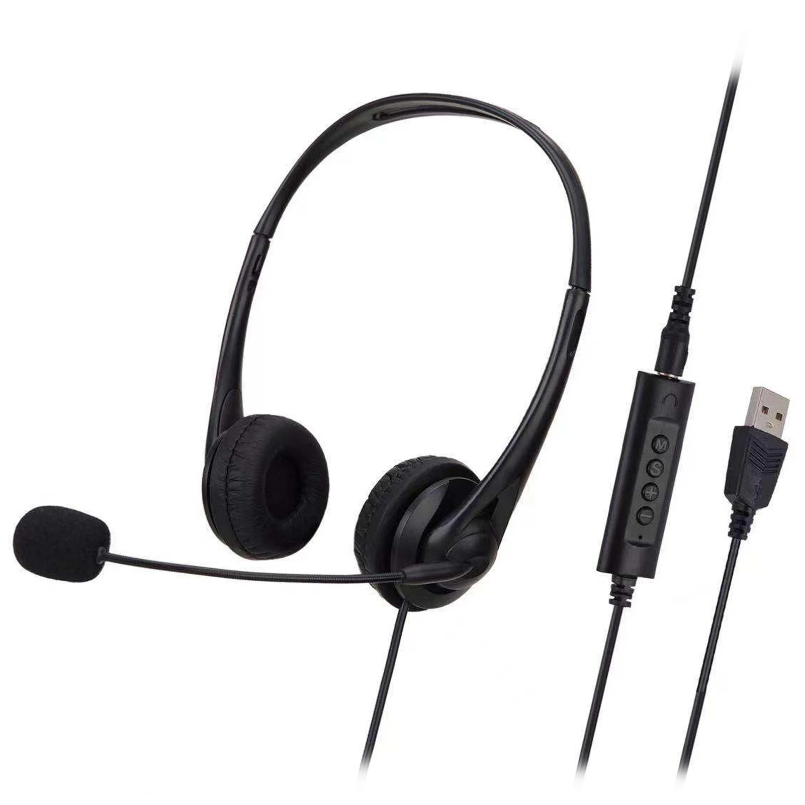 SY490MV Call Center Kabelgebundenes Headset Kabelgebundene Steuerung USB + 3,5-mm-Anschluss mit Mikrofon Telefonantrieb Kopfhörer Geräuschunterdrückung für