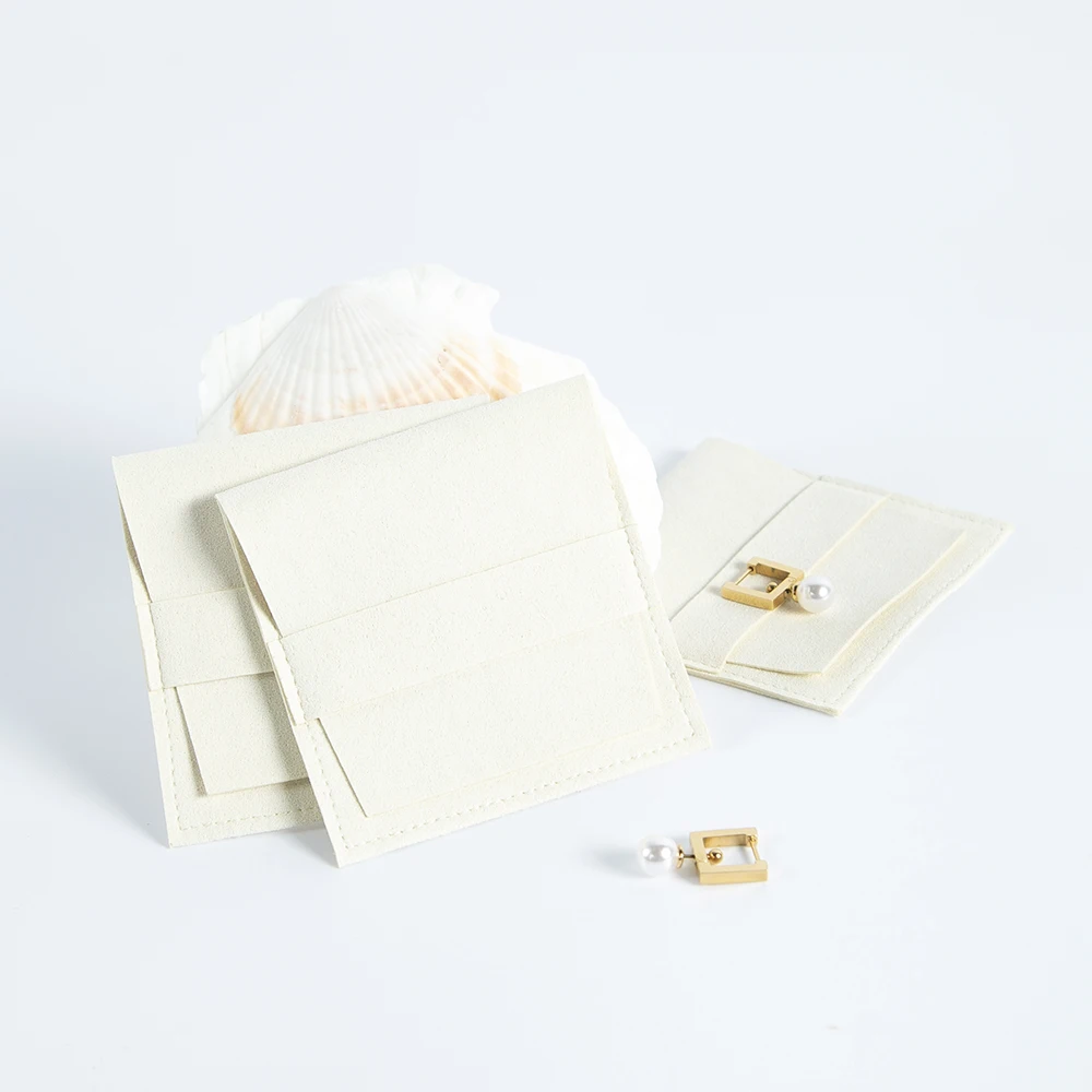 10-Pack Beige Suede Microfiber Jewelry Pouch Bags