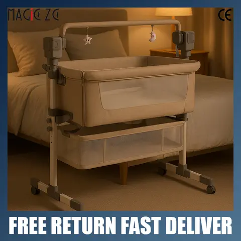 Smart Rocking Baby Cradle — 3-in-1 Bedside Sleeper, Electric, Bluetooth Lullabies, Quiet Motor, Timer, Newborn Bassinet