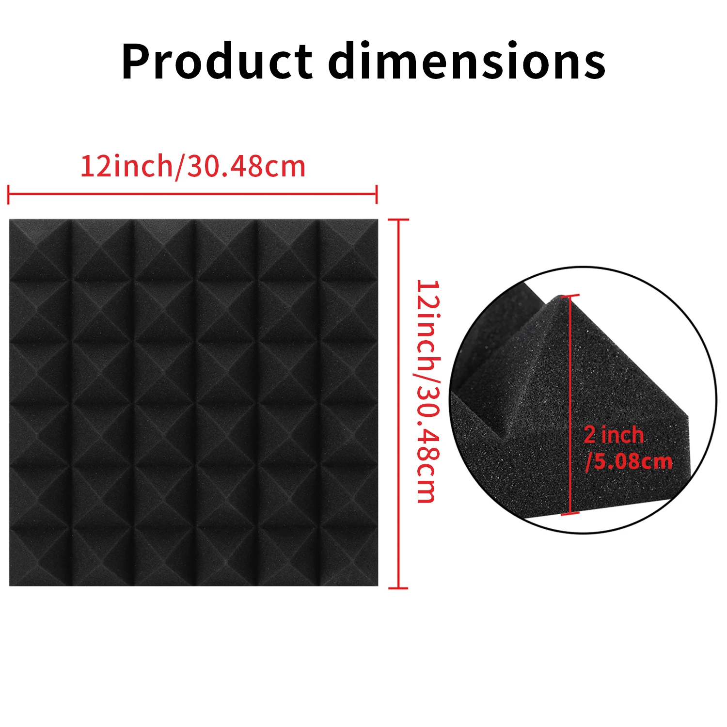 24 Packs Akoestische Schuimpanelen Piramide 2 "X 12" X 12 ", Geluidsisolatie Schuim Ruisonderdrukking Schuim Met 120 Stuks Dubbelzijdige Lijm