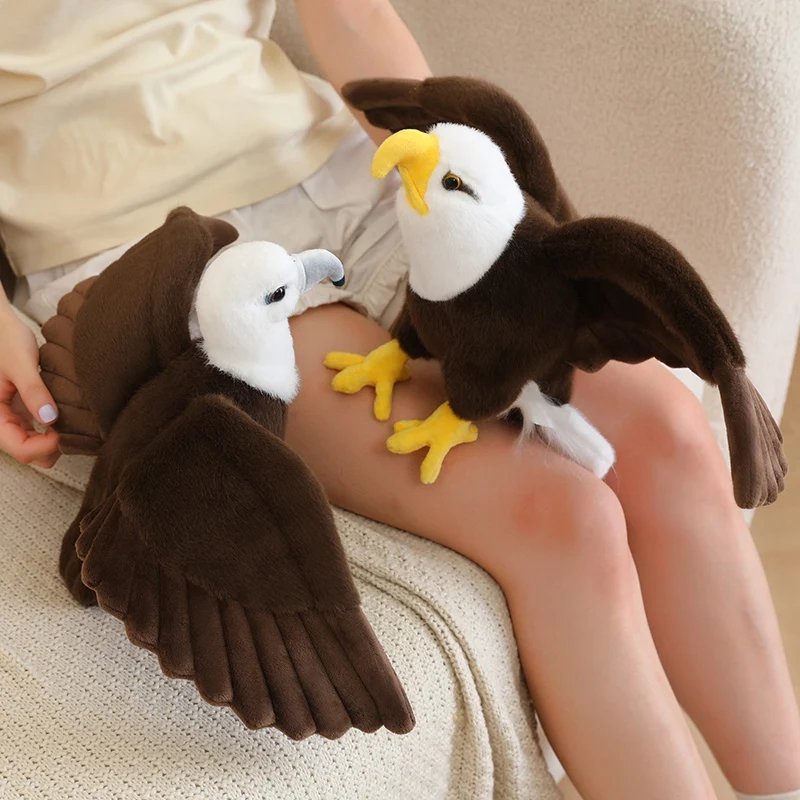 Realistic Eagle Plush Toy 60cm Wings Spread Standing Styles with Detailed Feathers for Living Room Display Gift Choice