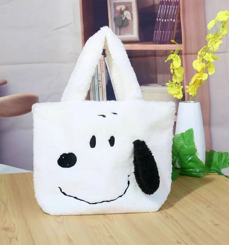 Japanese and Korean dog fluffy cute button handbag with leisure youth shopping bag lunch box bag