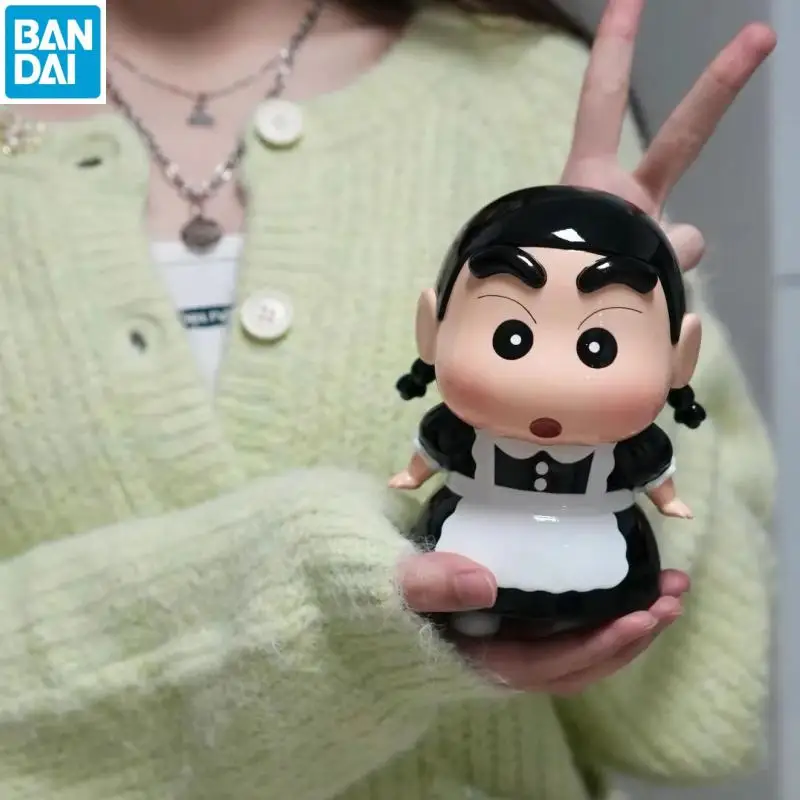 

2024 New Crayon Shin-Chan Kawaii Anime with Base Handmade Cute Cartoon Maid Clothing Series Desktop Decoration Gifts for Girls