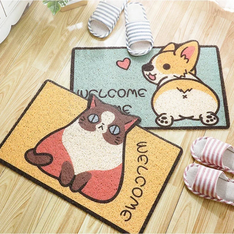 ZHAYA Kawaii Cat Dog Doormat Kitchen Floor Mat Welcome Front Door Outdoor Bathroom Fluffy Stair Carpet Non Slip Decor view 2