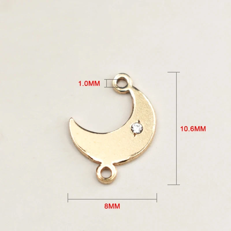 Connector 14K Gold Filled Moon Charm Jewelry CZ Zircon Pendant for Bracelet Making Jewelry Tarnish Resistant Jewelry Findings