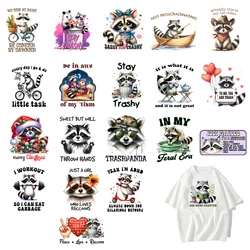 20 types Cartoon cute little raccoon animals DTF Thermo Sticker Decals Heat Transfer Clothes Clothing Crafts Diy Accessory